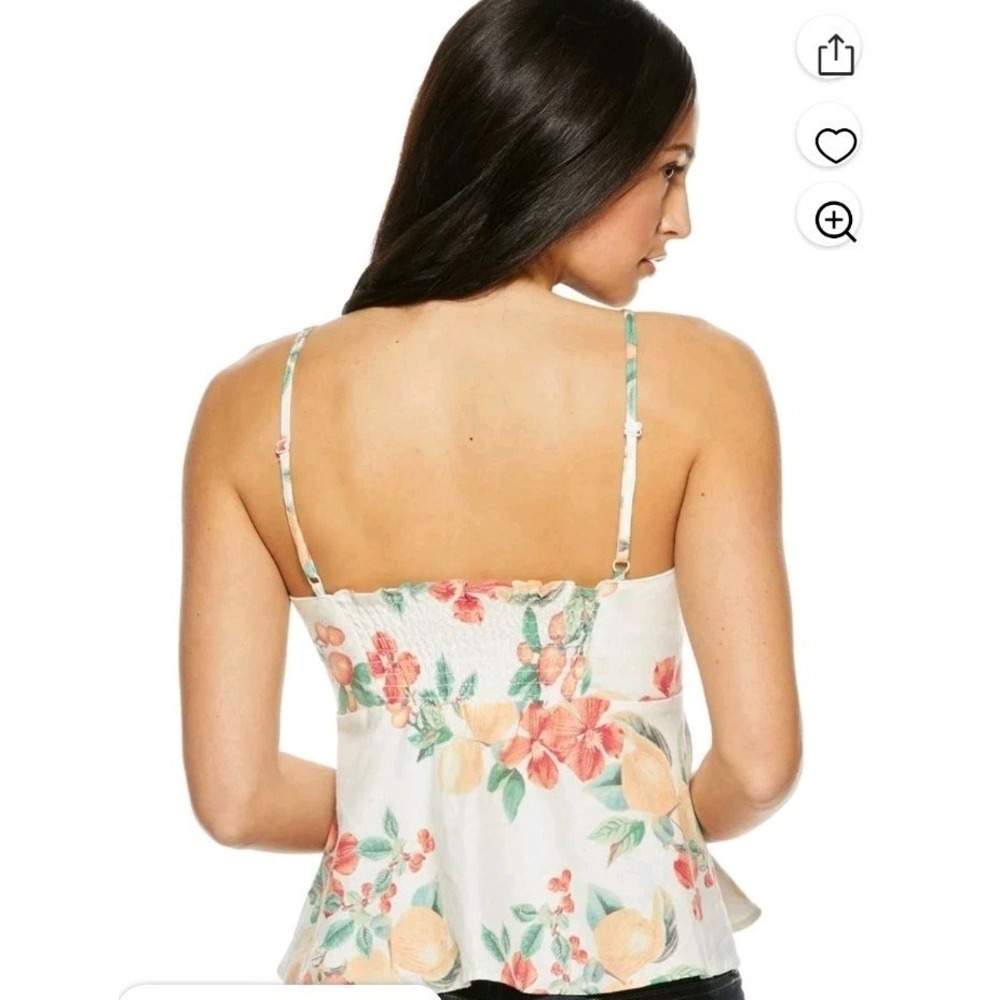 Sofia Jeans Sz XL Knot Front Peplum  Top White sleeveless linen Adjustable Strap - Picture 15 of 16